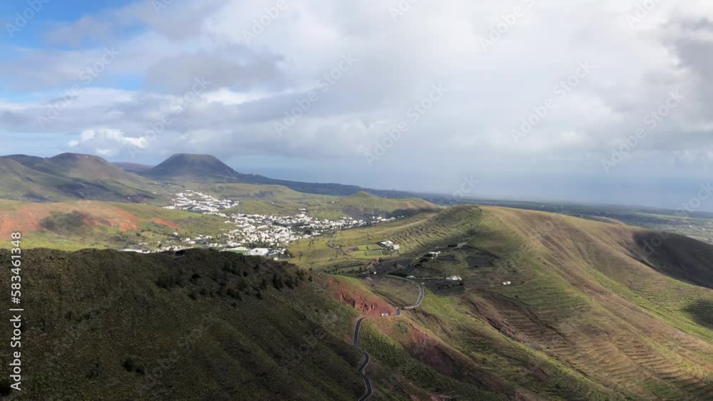 aerial panoramic view of haria Lanzarote island canary island spain aerial panoramic view of haria Lanzarote island canary island spain