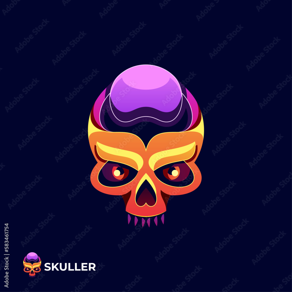 Orange and Purple Colorful Skull Logo