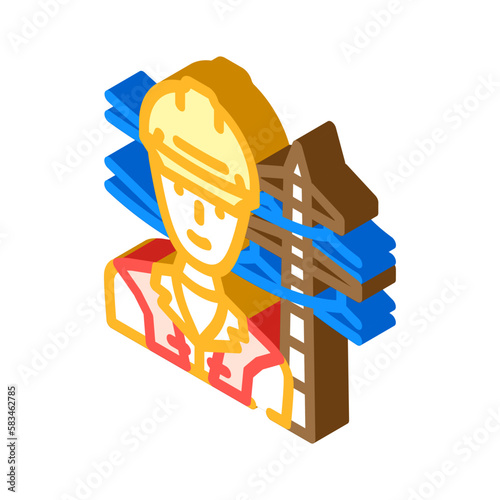 line installer repairer isometric icon vector illustration