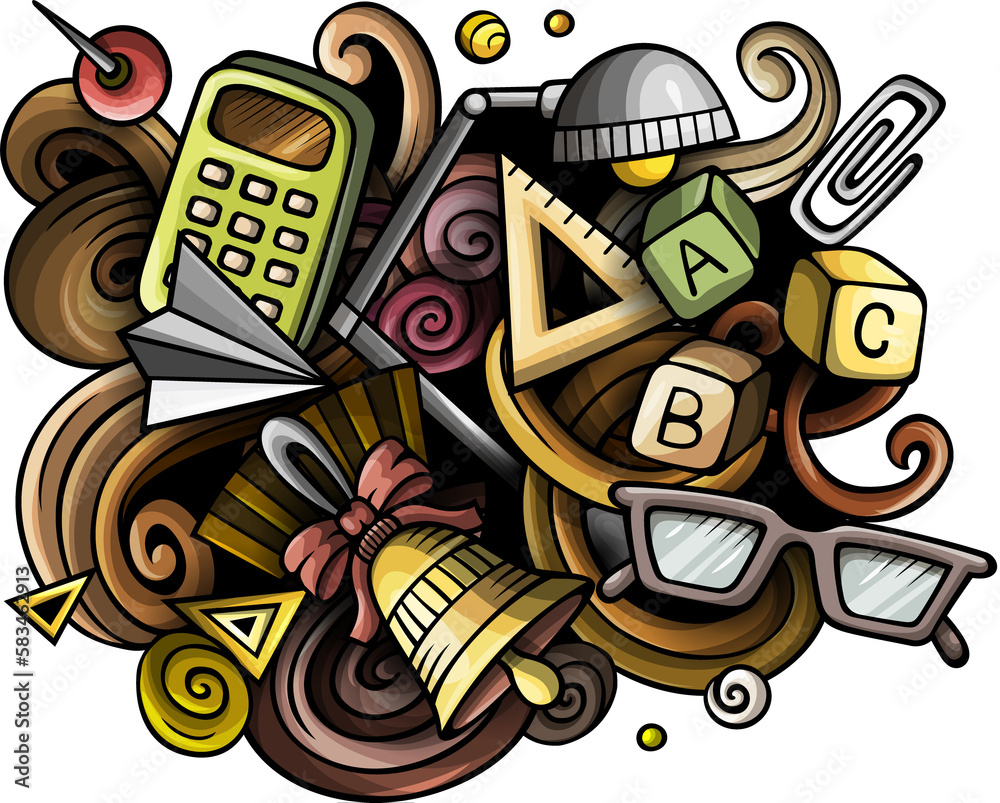 Back to School detailed cartoon illustration Back to School detailed cartoon illustration