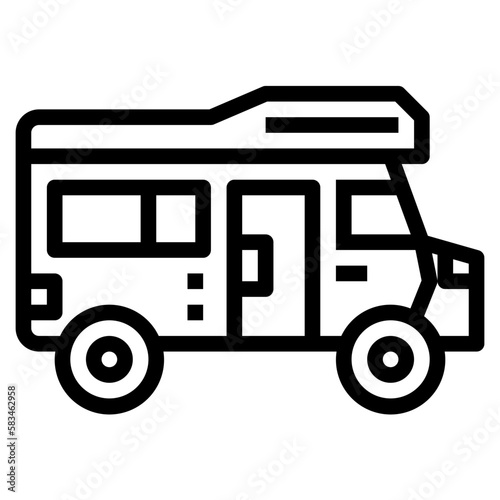 camper van line icon style