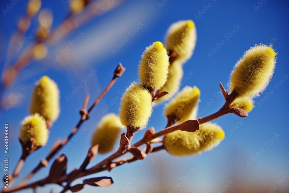 willow catkins in spring, generative AI willow catkins in spring, generative AI