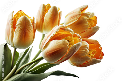 Orange Tulips Isolated on transparent  Orange flowers for rustic wedding design  Generative AI