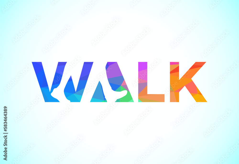 Low poly style walk logo sign symbol, Foot Logo, word mark logo