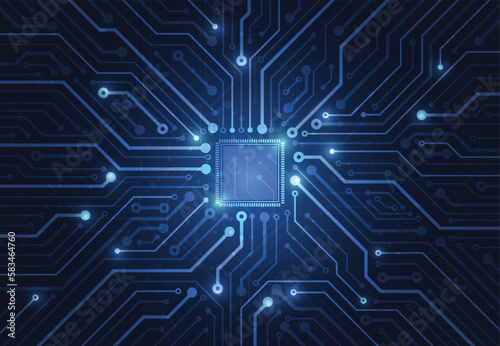 Abstract background with technology circuit board texture. Electronic motherboard illustration. Communication and engineering concept. Vector illustration