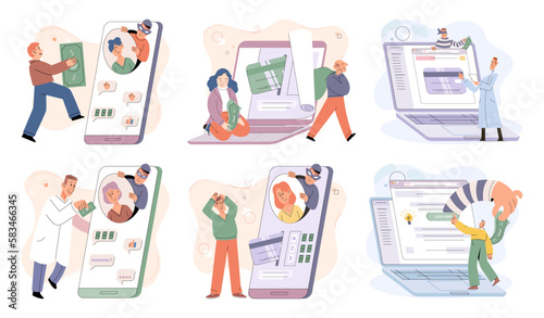 Concept of hacker attack, fraud investigation, internet phishing attack. Fraud prevention. Internet user open scam email. Stealing privacy account and password. Cyber criminal stealing personal data