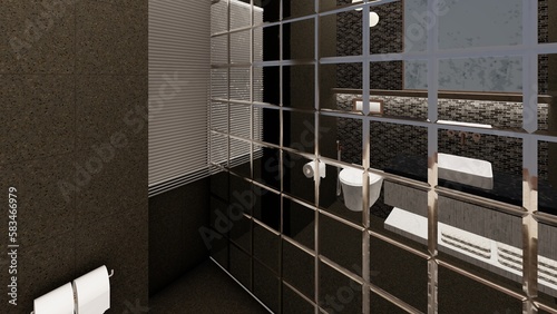 Fotografia Powder room luxury interior design perspective view