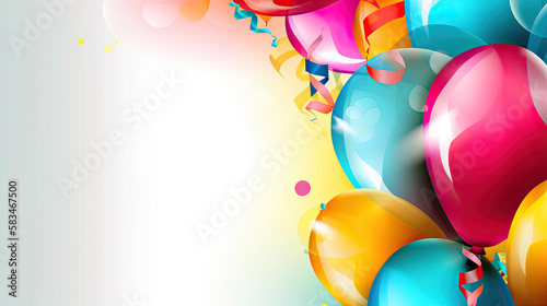 Birthday Party Background with Balloons. Illustration AI Generative.
