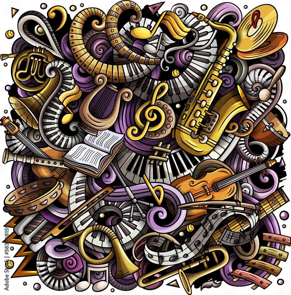 Fototapeta premium Classic music detailed cartoon illustration