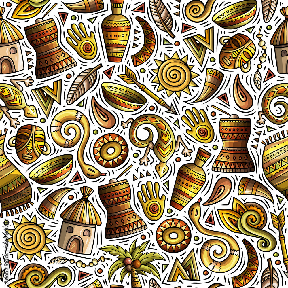 Naklejka premium Africa cartoon seamless pattern