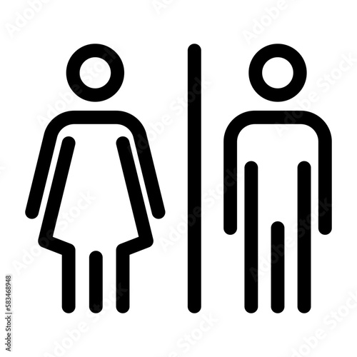 Vector male and female bathroom icon. Unisex toilet line sign. Girls and boys restroom symbol. Editable stroke.