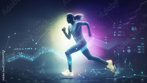  Exercise,runnung with digital technology or gadget system progarm.smart lifestyle with healthy concepts.Generative ai images © Limitless Visions