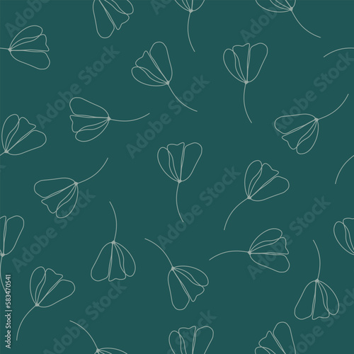 Spring pattern with plants. Vector botanical elements. Handmade flowers.