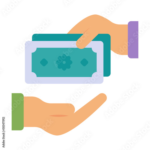  Eidi Gift Money Concept, Cash Giving to Muslim Brother vector color icon Design, Ramadan and Eid al-Fitr Symbol, Islamic and Muslims fasting Sign, Arabic holidays celebration stock illustration