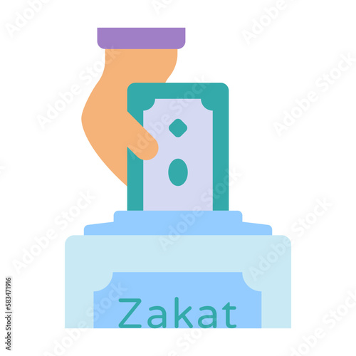 Muslims Obligatory charity Box Concept, Zakat vector color icon Design, Ramadan and Eid al-Fitr Symbol, Islamic and Muslims fasting Sign, Arabic holidays celebration stock illustration