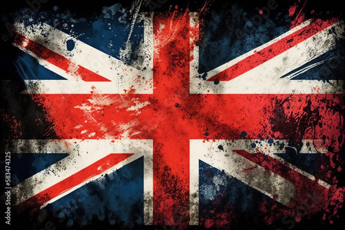 Dramatic illustration of the Great Britain flag. Created with Generative AI technology.