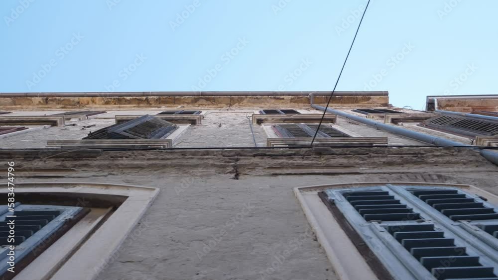 Beautiful view of the old city windows. Gimbal recording.