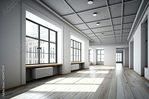 stylish interior of contemporary empty office space  generative AI