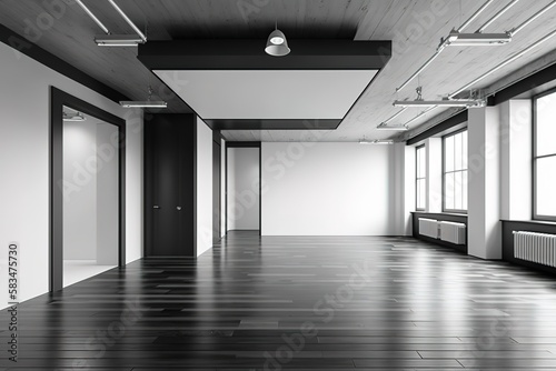 stylish interior of contemporary empty office space, generative AI