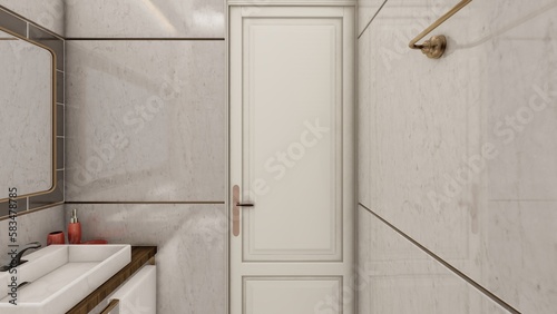 Luxury grey bathroom interior design 3d 