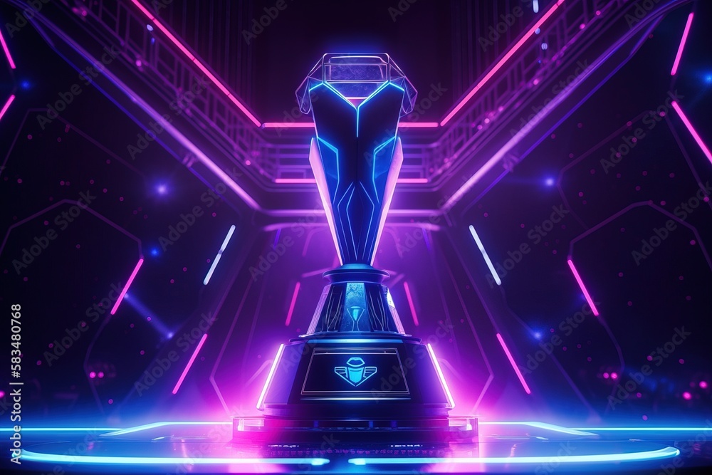 A esport concept trophy for an esports tournament winner. Futuristic ...