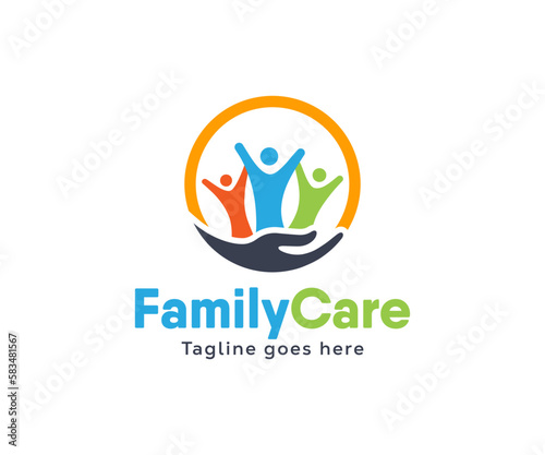 Family care logo design. People care logo template. Insurance logo design template 