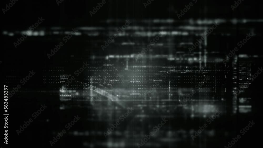 Advanced motion graphic digital data matrix web3 IOT cyber environment simulation big data analytic artificial intelligent simulation, head up display background