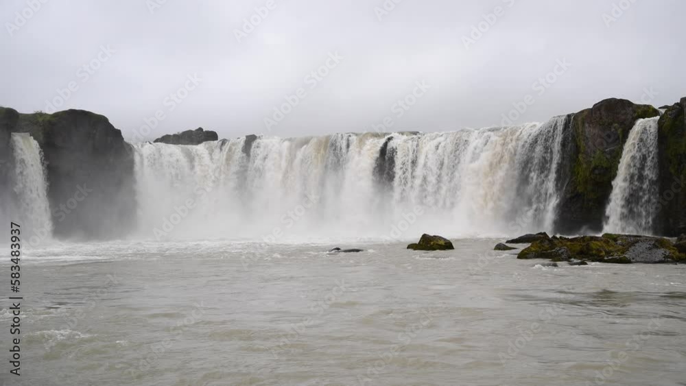 Godafoss Waterfalls with the power of water in slow motion, Iceland Godafoss Waterfalls with the power of water in slow motion, Iceland