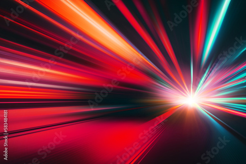 blur light trail high speed powerful moving forward night vivid colorful illustration abstract for background
