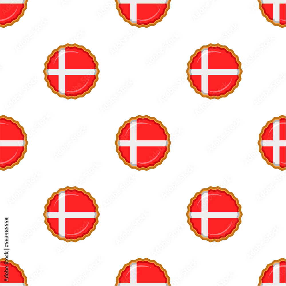 Naklejka premium Pattern cookie with flag country Denmark in tasty biscuit