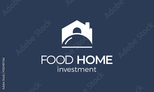 food home logo inspiration vector cloche dome food cover with house symbol for outdoor menu dish or desi food restaurant logo