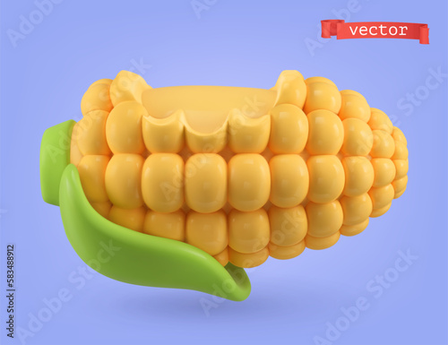 Tasty corn 3d cartoon vector icon