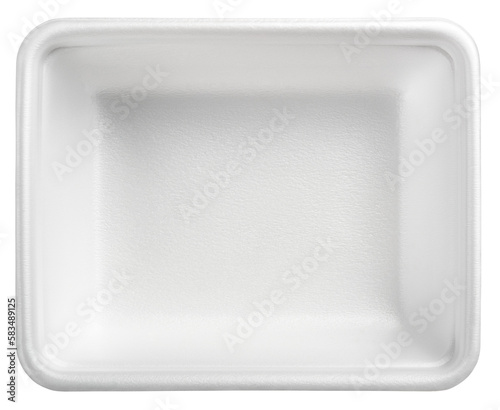 White plastic plate or styrofoam food container isolated on transparent background