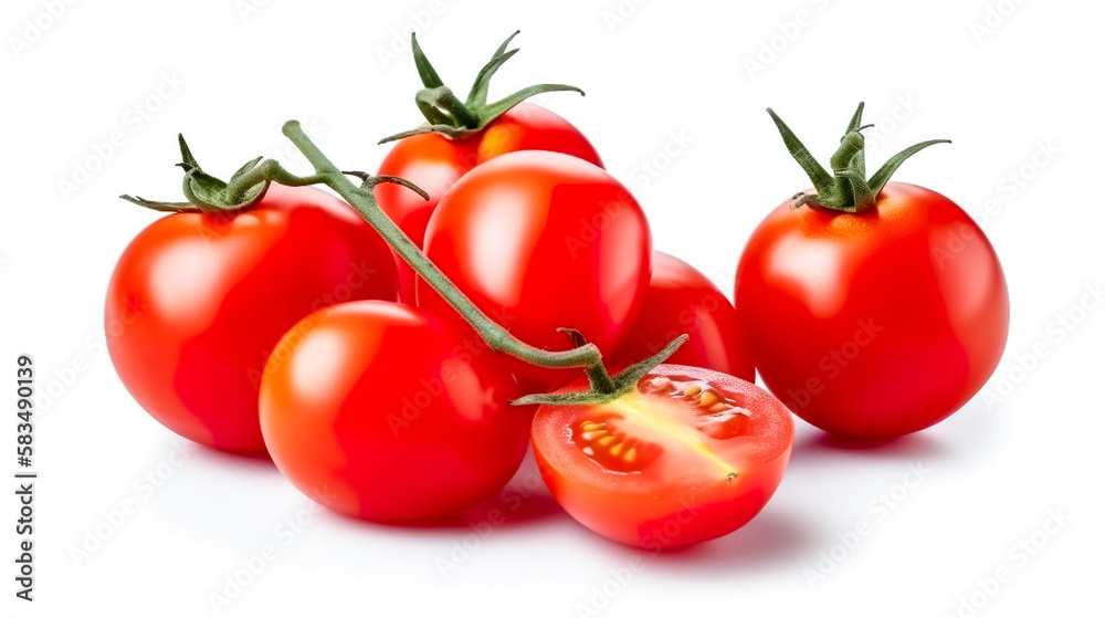Tomato. Fresh vegetables isolated on white background. Healthy food concept. Generative AI Tomato. Fresh vegetables isolated on white background. Healthy food concept. Generative AI