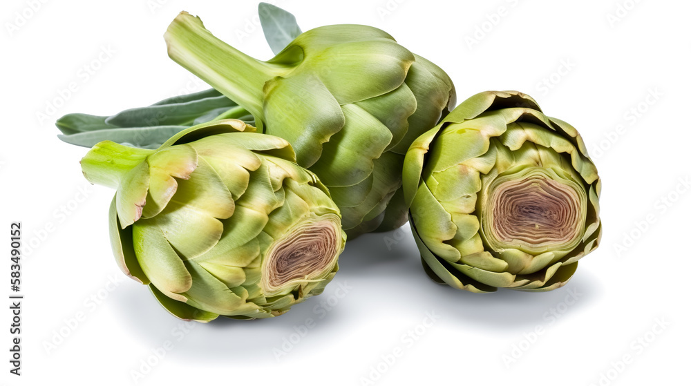 Fototapeta premium artichokes. Fresh vegetables isolated on white background. Healthy food concept. Generative AI