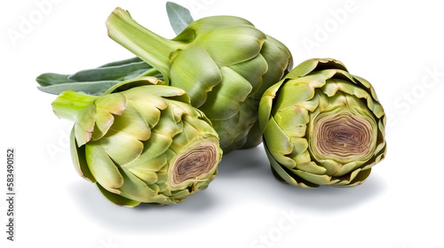 artichokes. Fresh vegetables isolated on white background. Healthy food concept. Generative AI