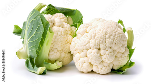 cauliflowers. Fresh vegetables isolated on white background. Healthy food concept. Generative AI