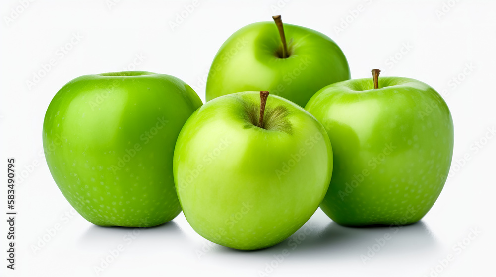green apples. Fresh vegetables isolated on white background. Healthy food concept. Generative AI green apples. Fresh vegetables isolated on white background. Healthy food concept. Generative AI