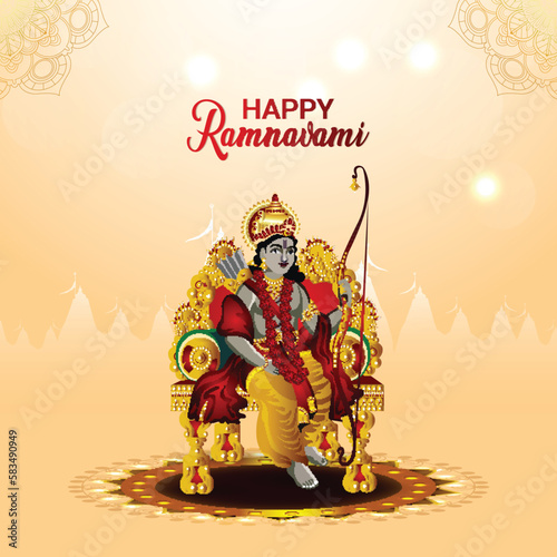 Happy ram navami festival wishes background with realistic bow © Simran Singh