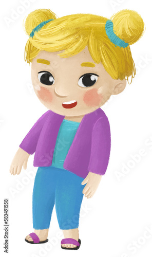 cartoon child kid boy taking off or putting on summer spring clothes by him self childhood illustration for kids