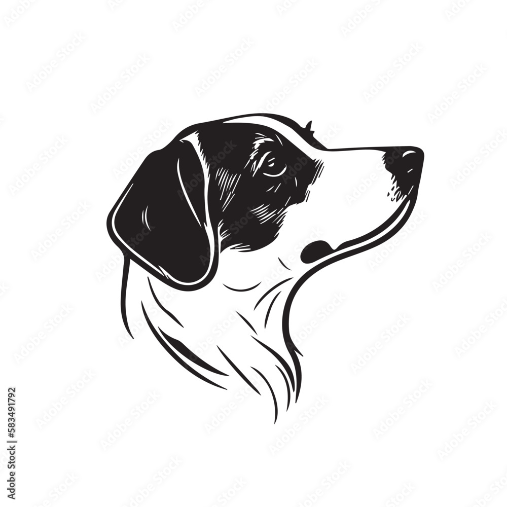 Beagle dog simple vector black image on white background. Silhouette ...