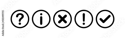 Decision marks. Line icons, black, communication signs set. Vector icons