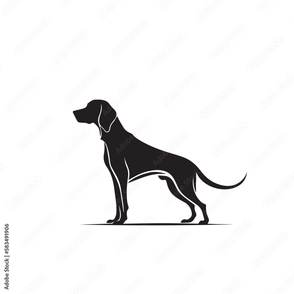 Labrador Retriever dog simple vector black image on white background. Silhouette svg vector illustration animal, laser cutting cnc.