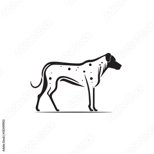 Dalmatian dog simple vector black image on white background. Silhouette svg vector illustration animal  laser cutting cnc.