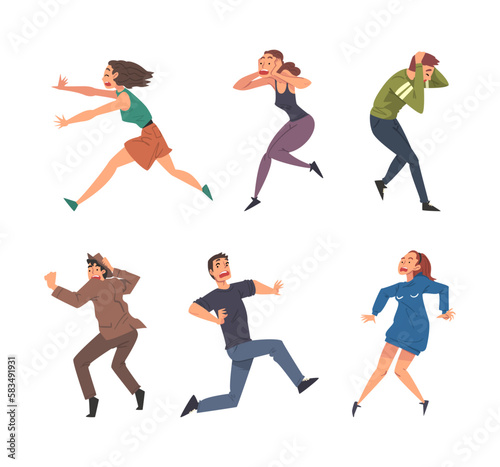 People Afraid of Something Scared and Shocked Vector Set