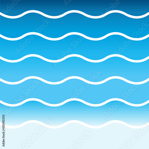 Water waves. Flat, blue, sea waves. Vector illustration.