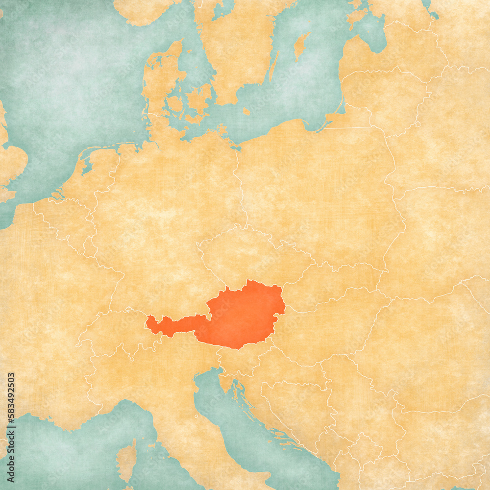 Map of Central Europe - Austria