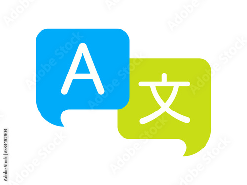 Online translator. Flat, blue, green, online translator app icon. Vector icon.