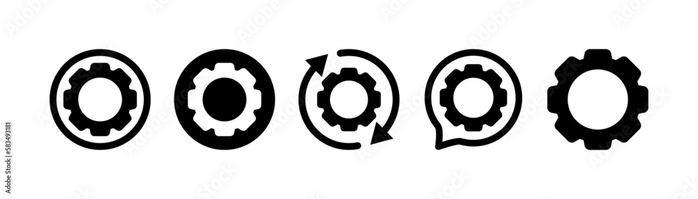 Gear set. Silhouette, black, variety of gears. Vector icons Gear set. Silhouette, black, variety of gears. Vector icons