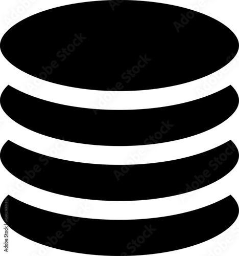 Gold Coin Money or Cryptocurrency Stapled or Stacked Black Token Symbol Icon. Vector Image.	